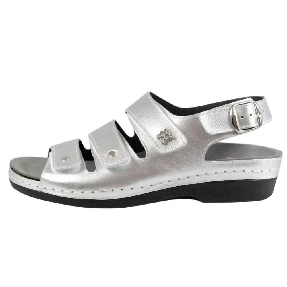 NEW HELLE COMFORT women's thandie slingback sandals in silver glaze